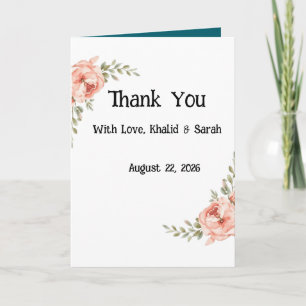 Cartão de Agradecimento de Casamento Floral Boho E