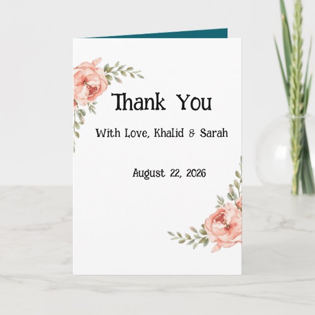 Cartão de Agradecimento de Casamento Floral Boho E (Frente)