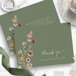 Cartão de Agradecimento de Casamento Floral Boho V