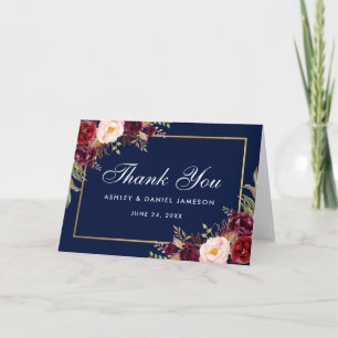 Cartão de Agradecimento de Casamento Floral Borgon