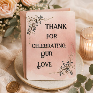 Cartão de Agradecimento de Casamento floral botâni