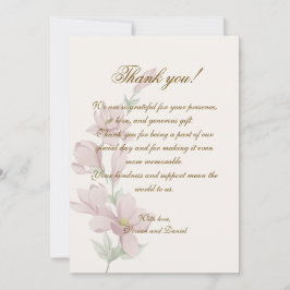Cartão de Agradecimento de Casamento Floral Clássi