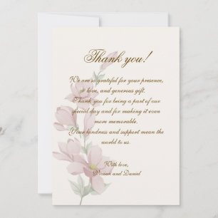 Cartão de Agradecimento de Casamento Floral Clássi