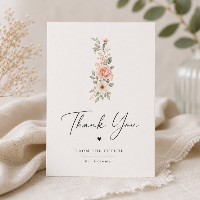 Cartão de agradecimento de casamento floral com le (Criador carregado)