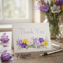 Cartão de Agradecimento de Casamento Floral Crocus