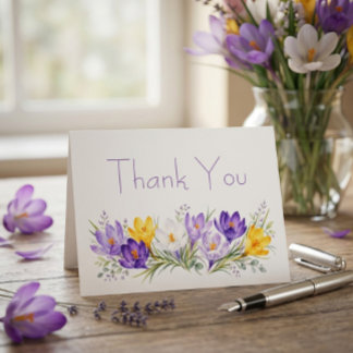 Cartão de Agradecimento de Casamento Floral Crocus