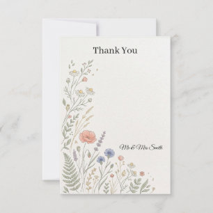 Cartão de Agradecimento de Casamento Floral de Flo