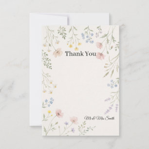 Cartão de Agradecimento de Casamento Floral de Flo