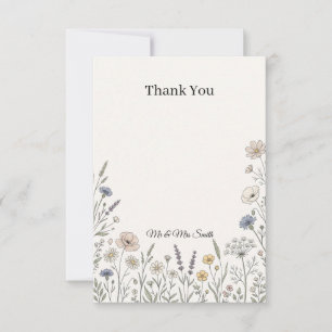 Cartão de Agradecimento de Casamento Floral de Flo