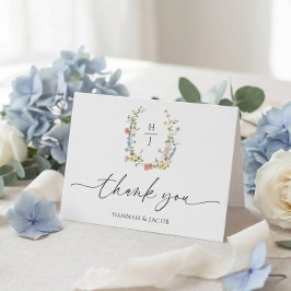 Cartão de Agradecimento de Casamento Floral de Flo
