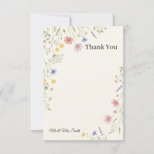 Cartão de Agradecimento de Casamento Floral de Flo