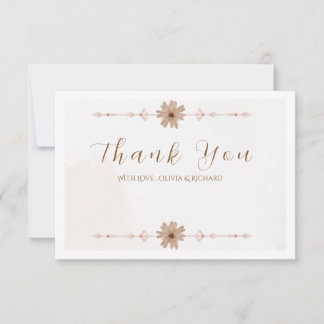 Cartão de Agradecimento de Casamento Floral Elegan