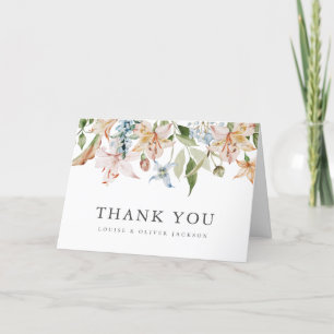 Cartão de Agradecimento de Casamento Floral Elegan
