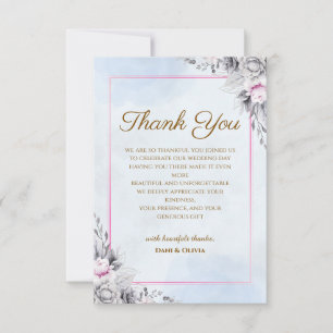 Cartão de Agradecimento de Casamento Floral Elegan