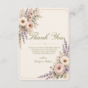 Cartão de Agradecimento de Casamento Floral Elegan