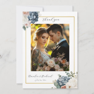 Cartão de Agradecimento de Casamento Floral Elegan