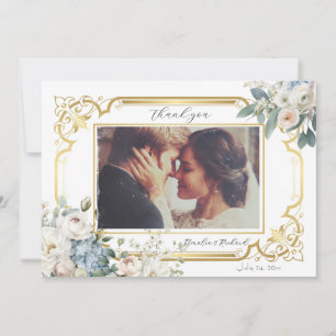 Cartão de Agradecimento de Casamento Floral Elegan