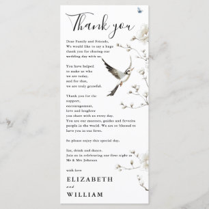 Cartão de agradecimento de casamento floral elegan