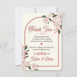 Cartão de Agradecimento de Casamento Floral Elegan