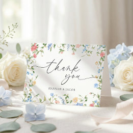 Cartão de Agradecimento de Casamento Floral Elegan