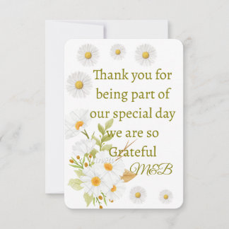 Cartão de Agradecimento de Casamento Floral Elegan