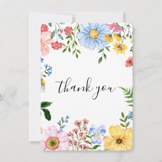Cartão de agradecimento de casamento floral em aqu