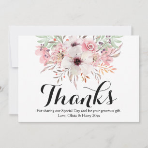 Cartão de Agradecimento de Casamento Floral em Aqu