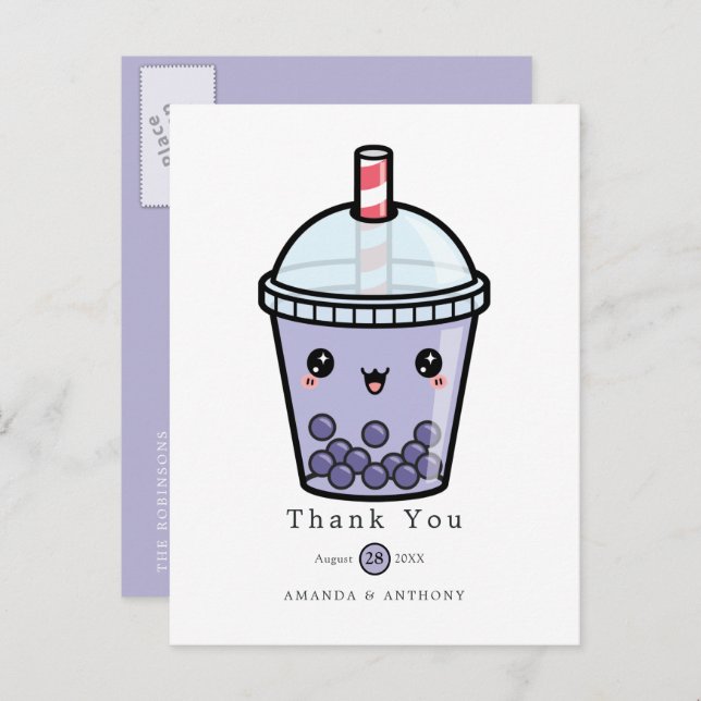 Cartão de agradecimento de casamento floral em aqu (Frente/Verso)