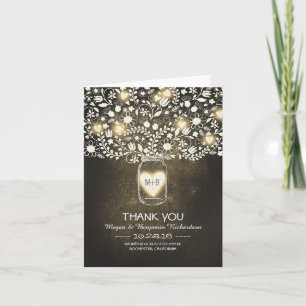 Cartão de agradecimento de casamento floral em jar