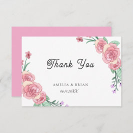 Cartão de Agradecimento de Casamento Floral Eucali