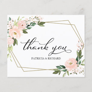 Cartão de Agradecimento de Casamento Floral Geomét