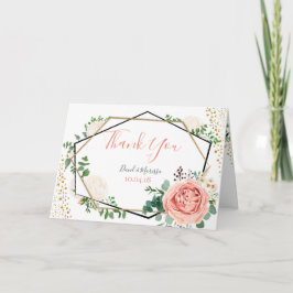 Cartão de Agradecimento de Casamento Floral Geomét