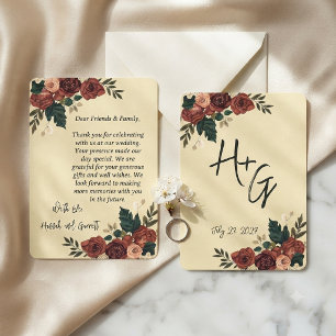 Cartão de agradecimento de casamento floral Jardim