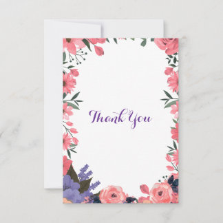 Cartão de Agradecimento de Casamento Floral Lavand