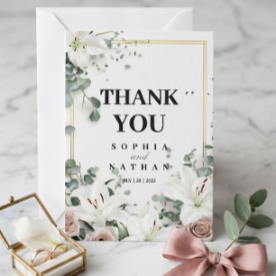 Cartão de Agradecimento de Casamento Floral Lírio