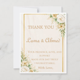 Cartão de Agradecimento de Casamento Floral Marfim