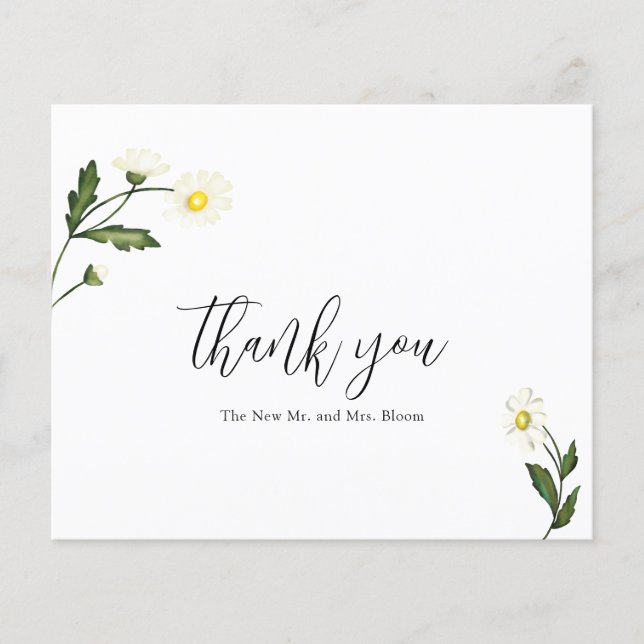 Cartão de Agradecimento de Casamento Floral Margar (Frente)
