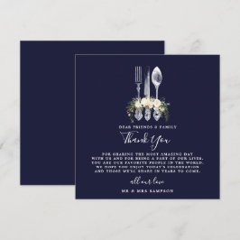 cartão de agradecimento de casamento floral marinh