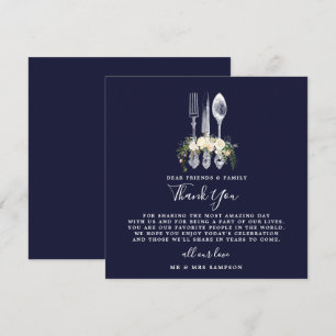 cartão de agradecimento de casamento floral marinh