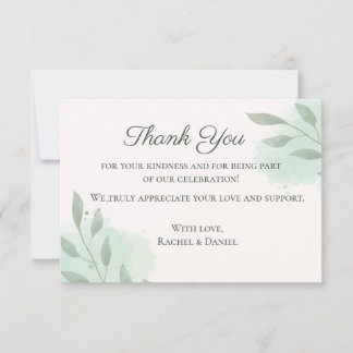 Cartão de Agradecimento de Casamento Floral Minima