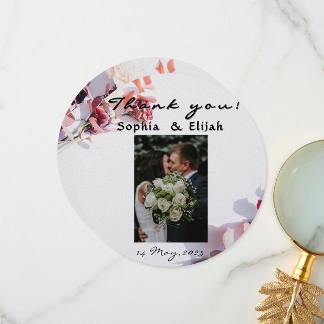 Cartão de agradecimento de casamento floral românt (Frente/Verso In Situ)