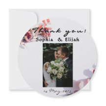 Cartão de agradecimento de casamento floral românt