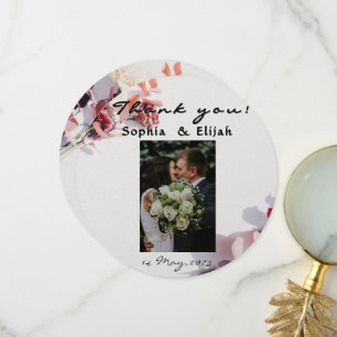 Cartão de Agradecimento de Casamento Floral Românt