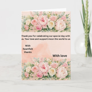Cartão de Agradecimento de Casamento Floral Rosa E