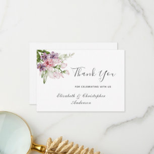Cartão de Agradecimento de Casamento Floral Rosa R