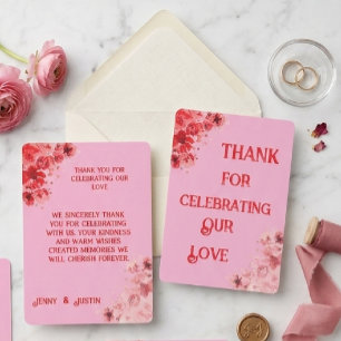 Cartão de Agradecimento de Casamento Floral Rosa R