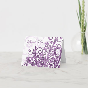 Cartão de Agradecimento de Casamento Floral Roxo e