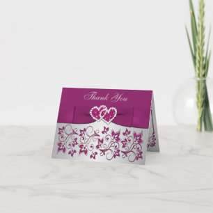 Cartão de Agradecimento de Casamento Floral Roxo e
