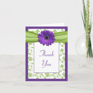 Cartão de Agradecimento de Casamento Floral Roxo V