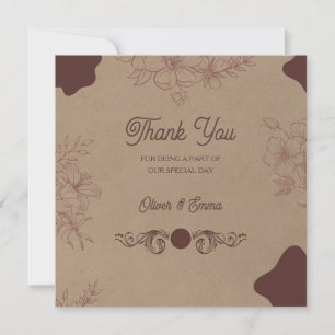 Cartão de Agradecimento de Casamento Floral Rustic